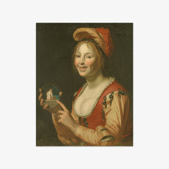 Laughing Girl Showing a Small Picture of a Nude Woman Seen from Behind by Jan van Bijlert