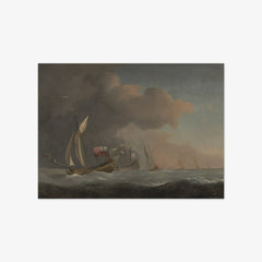 English Royal Yachts at Sea in a Strong Breeze, in Company with a Ship Flying the Royal Standard by Willem van de Velde the Younger