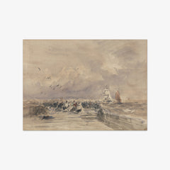 Dieppe Pier, Stiff Breeze by David Cox the Elder