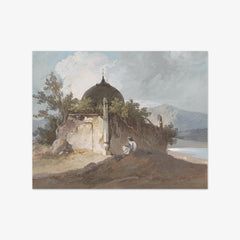 Figure Seated by an Indian Temple by George Chinnery