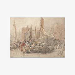 Harbor Scene, With Fishing Boats Being Unloaded by David Cox the Elder