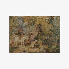 A Sketch for 'Foresters Stalking Deer' by John Frederick Lewis