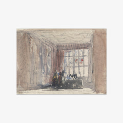 A Tudor Room with Figures, Possibly Hardwick Hall or Haddon Hall by David Cox the Elder