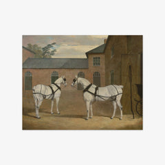 Grey carriage horses in the coachyard at Putteridge Bury, Hertfordshire by John Frederick Herring