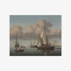 A Kaag at Anchor with Sails Hoisted and a State Yacht and Other Vessels by Willem van de Velde the Younger