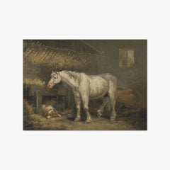 Old Horses with a Dog in a Stable by George Morland