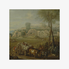 Haycart Passing a Ruined Abbey by John Wootton