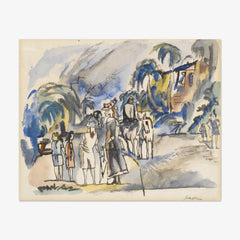 Southern Landscape with Figures and Horses by Jules Pascin