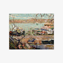 River Scene–Boats and Houses by Ernest Lawson