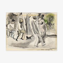 Figures and Cat in Park by Jules Pascin