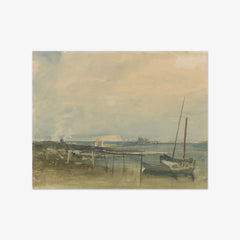 Coast Scene with White Cliffs and Boats on Shore by Joseph Mallord William Turner