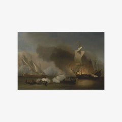 An Action between English Ships and Barbary Corsairs by Willem van de Velde the Younger