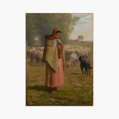 Young Girl Guarding Her Sheep by Jean François Millet