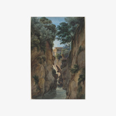 View of a Waterfall through a Ravine by Achille-Etna Michallon
