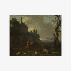 Peasants with Cattle by a Ruin by Abraham Jansz Begeyn