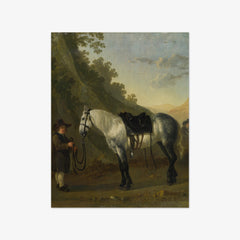 A Boy Holding a Grey Horse by Abraham van Calraet