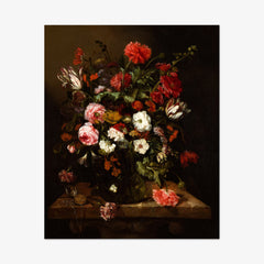 Flower Still Life with a Timepiece by Abraham van Beyeren