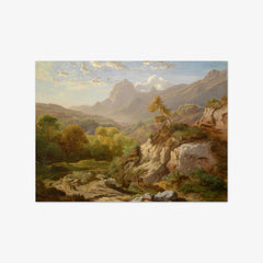 Red Deer in a Wide Mountain Landscape by Albert Zimmermann