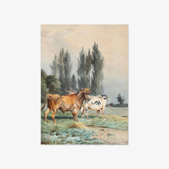 Party with a Bull and a Cow in the Field by A. Mackeprang