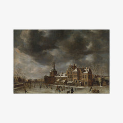 The Blauwpoort in Leiden in the Winter by Abraham Beerstraaten