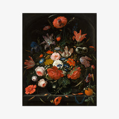 Flowers in a Glass Vase by Abraham Mignon