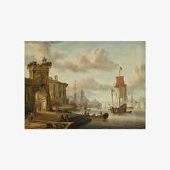 Harbor Scene with Antique Ruins by Abraham Storck