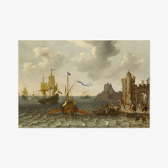 A French Galley and Dutch Men-of-War off a Port by Abraham Willaerts