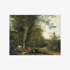 Peasant Playing with His Dog While Resting at the Margin of a Wood by Adam Pijnacker