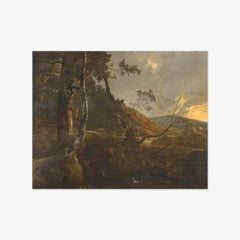 A Wooded Landscape with a Herdsman on a Path and a Lone Goat by Adam Pynacker