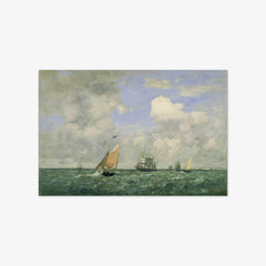 Ships and Sailing Boats Leaving Le Havre by Eugène Boudin
