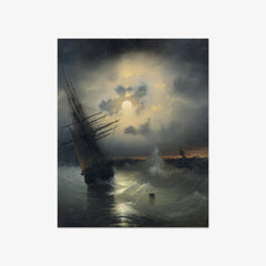 A Sailing Ship on a High Sea by Moonlight by Ivan Aivazovsky