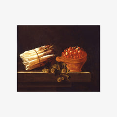 Asparagus, Gooseberries, and Strawberries on a Stone Slab by Adriaen Coorte