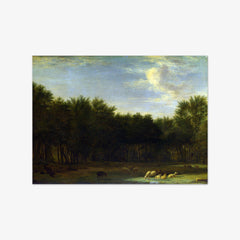 The Edge of a Wood, with a Sleeping Shepherd, Sheep and Goats by Adriaen van de Velde