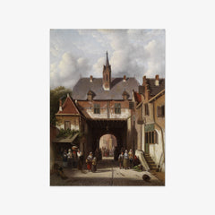 Market Scene Under a Gate by Adrianus Eversen