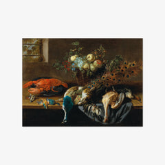 A Peacock, Fruit, Boiled Lobster and a Prey of Birds by Adriaen van Utrecht