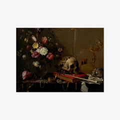 Vanitas Still Life with a Bouquet, a Skull and Precious Objects by Adriaen van Utrecht