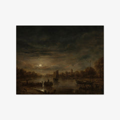 River Landscape with a Moon by Aert van der Neer