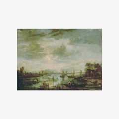 River Landscape with Ships by Moonlight by Aert van der Neer