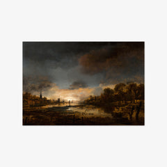 River Landscape at Sunset by Aert van der Neer