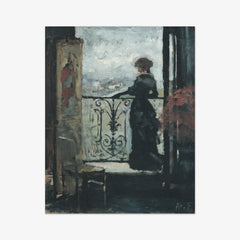 Woman Standing on a Balcony by Albert Edelfelt