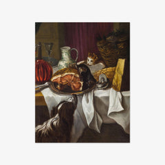 Still Life with a Cat and Food by Claude François Desportes