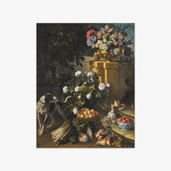 Still Life with a Dog and a Cat in a Garden Landscape with Game by Alexandre François Desportes