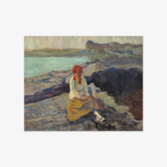 Woman in Red Scarf near the Seashore by Walt Kuhn