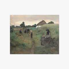 Children with Their Grandmother by a Farmhouse by N.P. Mols