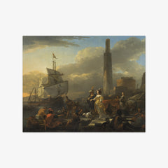 A Harbour Scene by Nicolaes Berchem