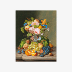 Large Still Life with Flowers and Fruit by Johann Georg Seitz