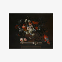 Still Life of Flowers with Roses, Tulips and Snowballs in a Bronze Urn by Simon Hardimé