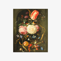 Still Life of Flowers in Glass Vase in Stone Niche by Jan Davidsz. De Heem