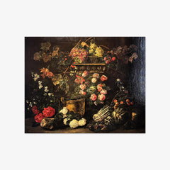 Still Life with Flowers, Fruit, and Parrots by Jan Fyt