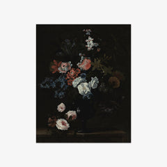 Still Life of Flowers in a Vase Resting on a Stone Ledge by Simon Hardimé